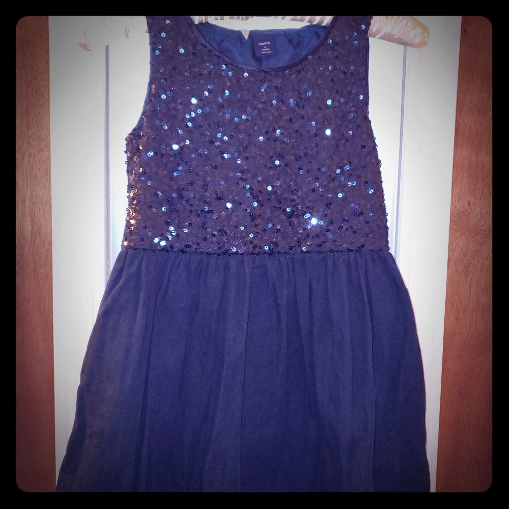 Girls sequined navy dress